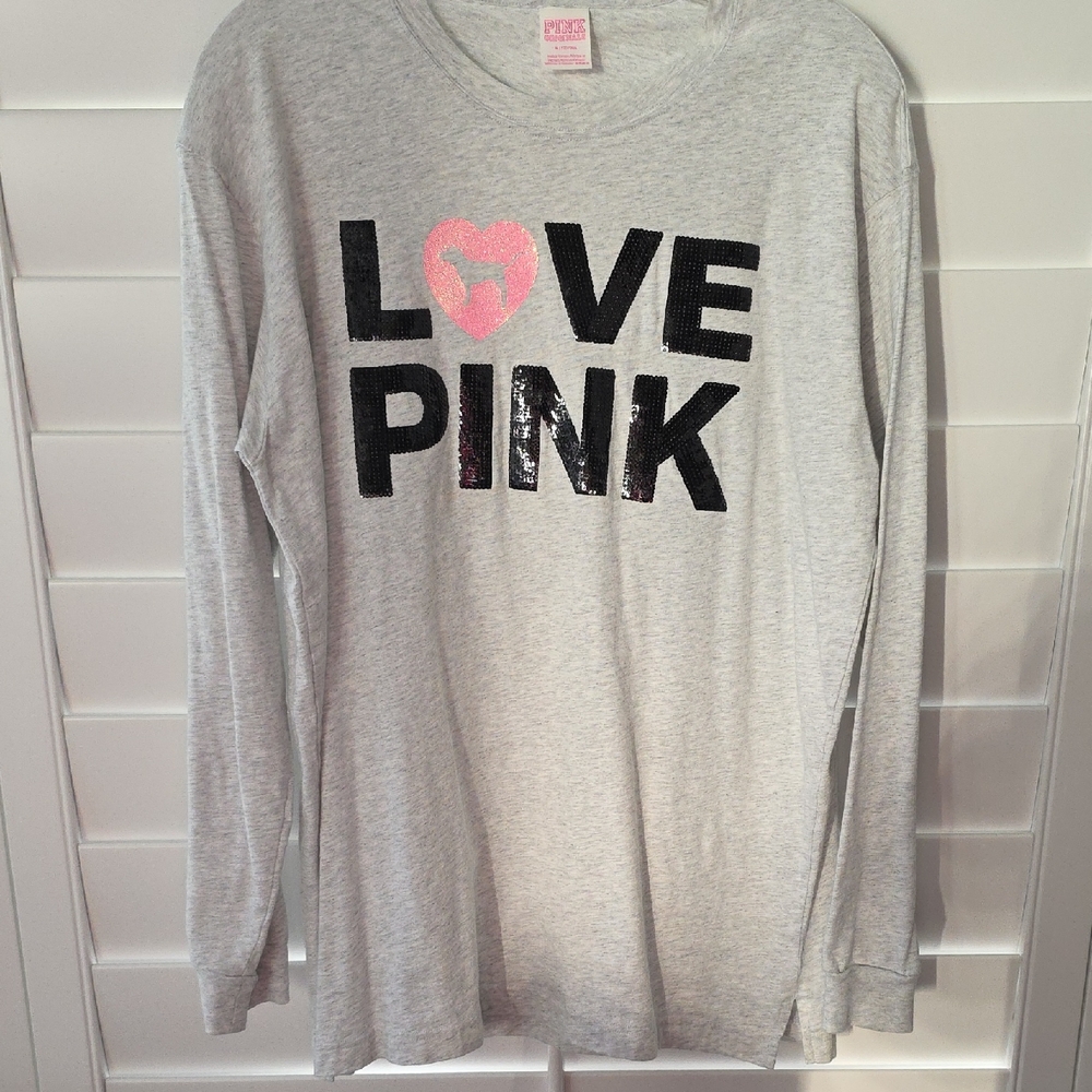 Victoria's Secret Gray Long Sleeve with Black and Pink Accents